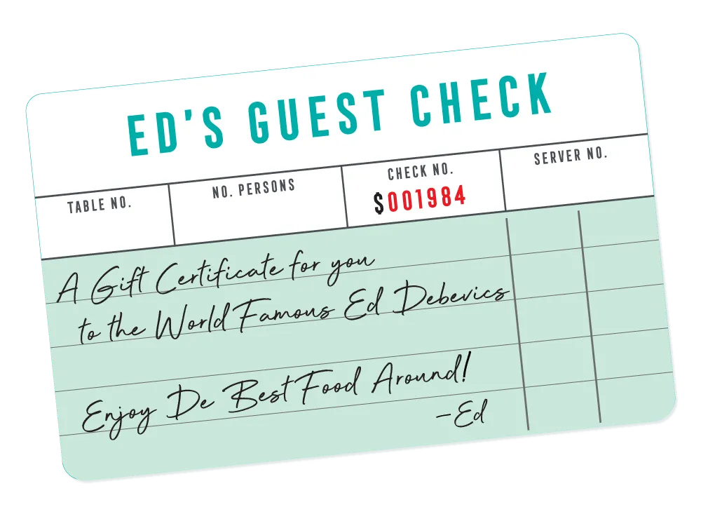 Ed Debevic's gift card